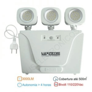 Venda de Bloco Autônomo de Emergência 3000lm Farol Led Triplo em Indaiatuba